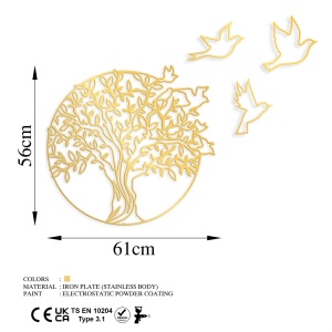 Tablou metalic Tree Auriu 61x56 cm - Img 6