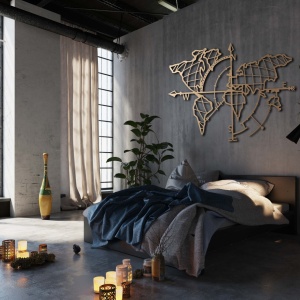 Tablou metalic World Auriu 65x95 cm - Img 9