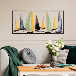 Tablou metalic Yelkenli Multicolor 40x90 cm - Img 2