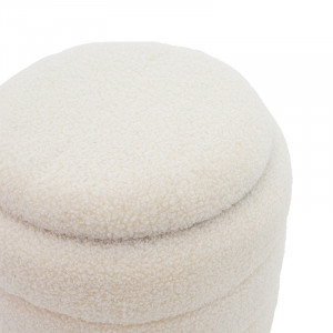 Taburet hol cufar cu spatiu de depozitare Dazzle boucle crem - auriu D36x44cm - Img 3