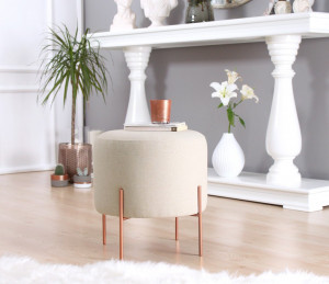 Taburet Monaj Bej deschis rotund 45x47 cm - Img 3