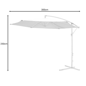 Umbrela de gradina, Model Jiopel, culoare alb si bej, aluminiu si textil, D300 cm - Img 3