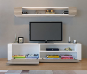 Ansamblu Comoda TV Arya Alb-Cordoba - Img 2