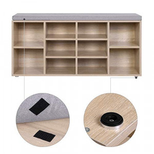 Banca cu suport pantofi Model Kace, Natural / Gri, 104x30x48 cm - Img 7