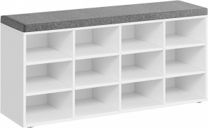 Banca cu suport pantofi Model Veronica, Alb / Gri, 104x30.3x48 cm - Img 2