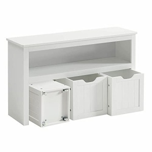 Banca hol cu cufar de depozitare Model Paisleigh, Alb, 102x30x60 cm - Img 2