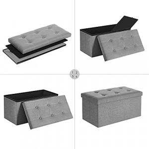 Bancuta hol cufar cu depozitare, Songmics, Gri, 76x38x38 cm - Img 5