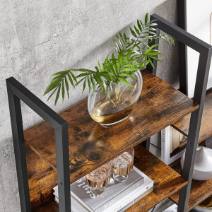 Biblioteca cu rafturi Model Lauren, Maro rustic/Negru, 158x24x166 cm - Img 6