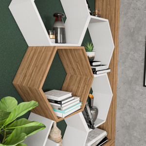 Biblioteca Model Artemis, Nuc/Alb, 90x24x140 cm - Img 3