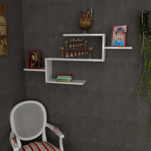 Biblioteca Model Twist, Alb, 104x49.4x14.5 cm - Img 1