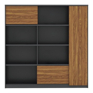 Bibliotecă Oscar, nuc/antracit, 180x40x180 cm