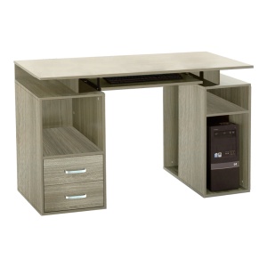 Birou cu rafturi si sertare Model Liberion, Natur/Stejar sonoma, 120x55x76 cm