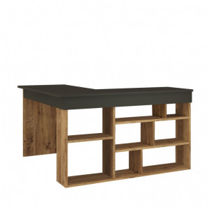 Birou pe Colt Salvador, model CT5, 129x72x120 cm, Pin atlantic/Negru - Img 6
