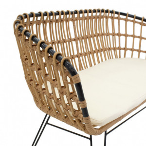 Canapea de Gradina Naoki Negru - Natural 120x55x79 cm - Img 4