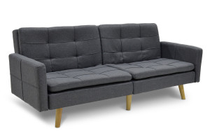 Canapea extensibila 3 locuri material textil flexibila gri inchis 198x87x76 - Img 1