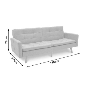 Canapea extensibila 3 locuri material textil flexibila gri inchis 198x87x76 - Img 11