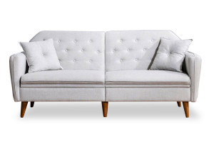 Canapea extensibila 3 locuri PWF-0179 material textil de culoare crem 202x82x83cm - Img 1