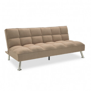 Canapea extensibila 3 locuri Rebel cu material textil de culoare bej-maro 189x92x82cm - Img 1