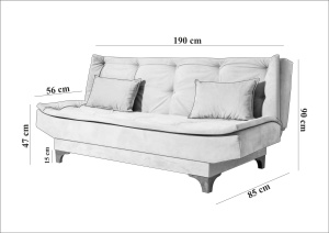 Canapea extensibila cu 3 locuri Model Kelebek, Antracit - Img 8