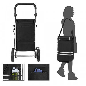 Carucior pentru cumparaturi, Songmics, Negru, 44x35x100 cm - Img 5