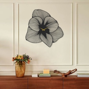 Ceas de perete decorativ din metal Azalea Negru 70x70 cm - Img 3