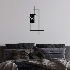 Ceas de perete decorativ din metal Corner Negru 49x30 cm - Img 3