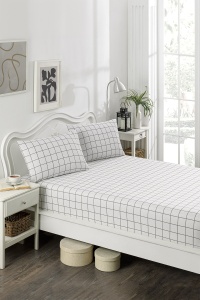 Cerasaf de pat cu elastic si fete de perna Model Artus Grey
