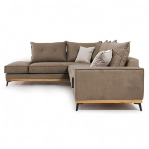 Coltar Dreapta Luxury II Mocha - Crem - Negru 290x235x90 cm - Img 3