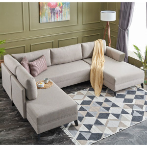 Coltar extensibil Versatile PWF-0536 material textil crem 300x202x78cm - Img 2