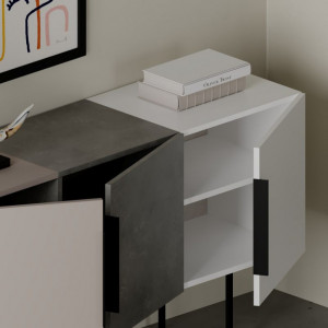 Comoda Model Estella, Bej/Alb, 150x42x79 cm - Img 5