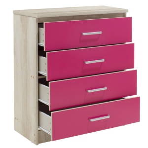 Comoda Model Looney, Stejar/Roz, 80x40x95 cm - Img 3