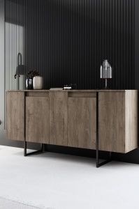 Comoda Model Luxe, Negru/Nuc, 160x35x80 cm - Img 1