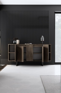 Comoda Model Luxe, Negru/Nuc, 160x35x80 cm - Img 5