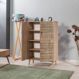 Comoda Model Multibox V2, Stejar sonoma, 80x36x127 cm - Img 4