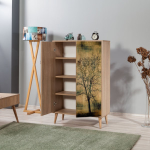 Comoda Model Multibox V3, Stejar sonoma, 80x36x127 cm - Img 7