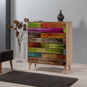 Comoda Model Multilux, Stejar sonoma, 95x36x111 cm - Img 1