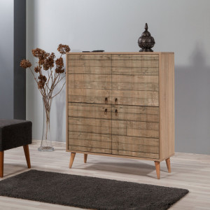 Comoda Model Multilux V4, Stejar sonoma, 95x36x111 cm - Img 1