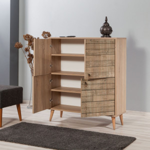 Comoda Model Multilux V4, Stejar sonoma, 95x36x111 cm - Img 3