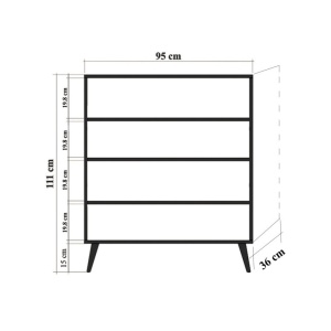 Comoda Model Multilux V4, Stejar sonoma, 95x36x111 cm - Img 9