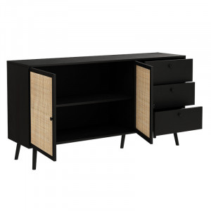 Comoda Model Oslo, Negru/Natur, 150x39x79 cm - Img 3