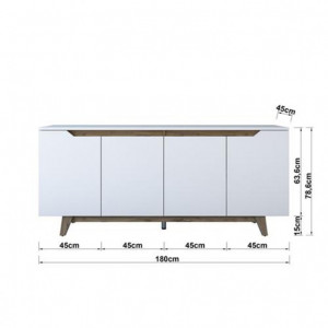 Comoda Model Rafaelo, Alb/Nuc, 180x45x78.5 cm - Img 7