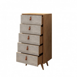 Comoda Model Spanze, Stejar/Bej, 50x40x103 cm - Img 3