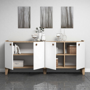 Comoda Model Sumer, Stejar/Alb, 180x41x77.8 cm - Img 3