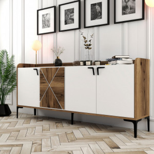 Comoda Model Venedik, Nuc/Alb, 180x35x78 cm - Img 2