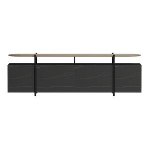 Comoda TV Medousa, Sonoma/Negru cu aspect de marmura, 160 x 35,5 x 50 cm - Img 6
