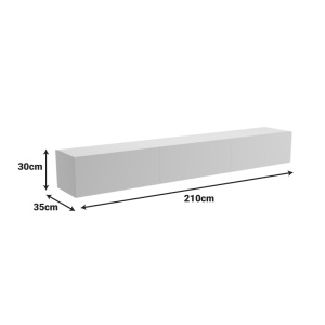 Comoda TV Rival, suspendata, cu iluminare LED, Alb, 210 x 35 x 30 cm - Img 6