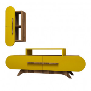Comoda TV Rose S - Walnut, Yellow - Img 3