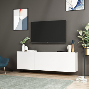 Comoda TV Salvador, Model Alb, 150x44x31 cm, Alb - Img 4