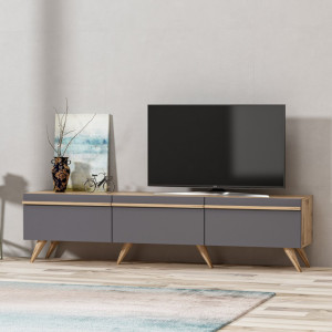 Comoda TV Salvador, Model Amsterdam, 180x42x35 cm, Antracit - Img 3