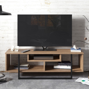 Comoda TV Salvador, Model Asal, 119.4x40.2x35.2 cm, Nuc/Negru - Img 2